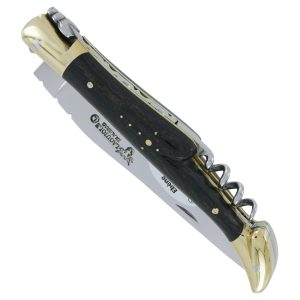couteau laguiole en aubrac 2 pieces tire-bouchon 12cm Ebene Mitres Laiton