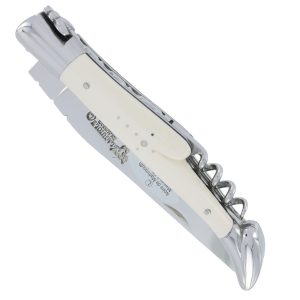 couteau laguiole en aubrac 2 pieces 12cm tire-bouchon avec manche ivoire de mammouth