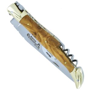 couteau laguiole en aubrac 2 pieces tire-bouchon 12cm Olivier Mitres Laiton