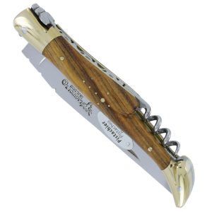 couteau laguiole en aubrac 2 pieces tire-bouchon 12cm Pistachier Mitres Laiton