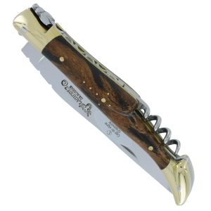 couteau laguiole en aubrac 2 pieces tire-bouchon 12cm Cep de Vigne Mitres Laiton