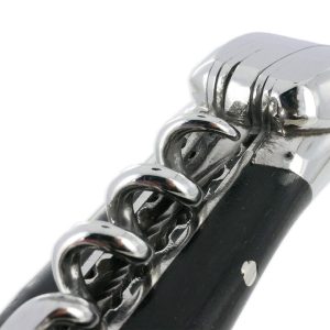 Couteau Laguiole en Aubrac 2 pièces 12cm avec Tire Bouchon Manche Ebène 2 Mitres Inox Brillant Double Platines