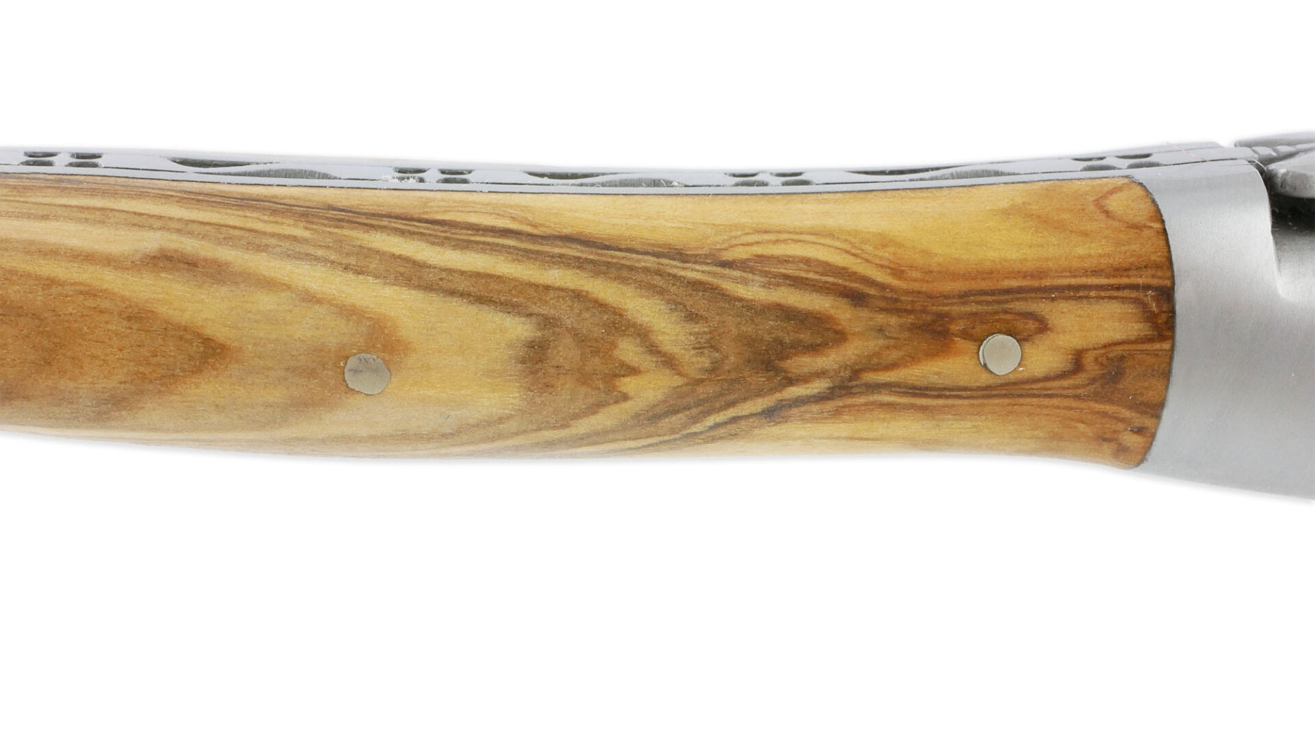 Couteau Laguiole en Aubrac Grande Taille 1 Pièce 13 cm Manche en Olivier 2 Mitres Inox Brossé
