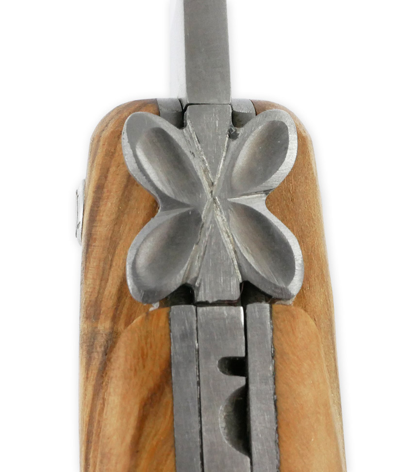 Couteau Laguiole en Aubrac L'Aubracien 1 Pièce 12 cm Olivier 1 Mitre Inox Brossé Mouche Fleur de l'Aubrac