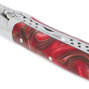 Couteau_Laguiole_en_Aubrac_1_piece_Guimauve_Rouge_Manche_Acrylique_2_Mitres_Inox_brillant_10cm