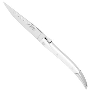 Couteau Laguiole en Aubrac Origine CONCORDE HUBLOTS Manche 12 cm Corian Blanc 1 Mitre Inox Brillant