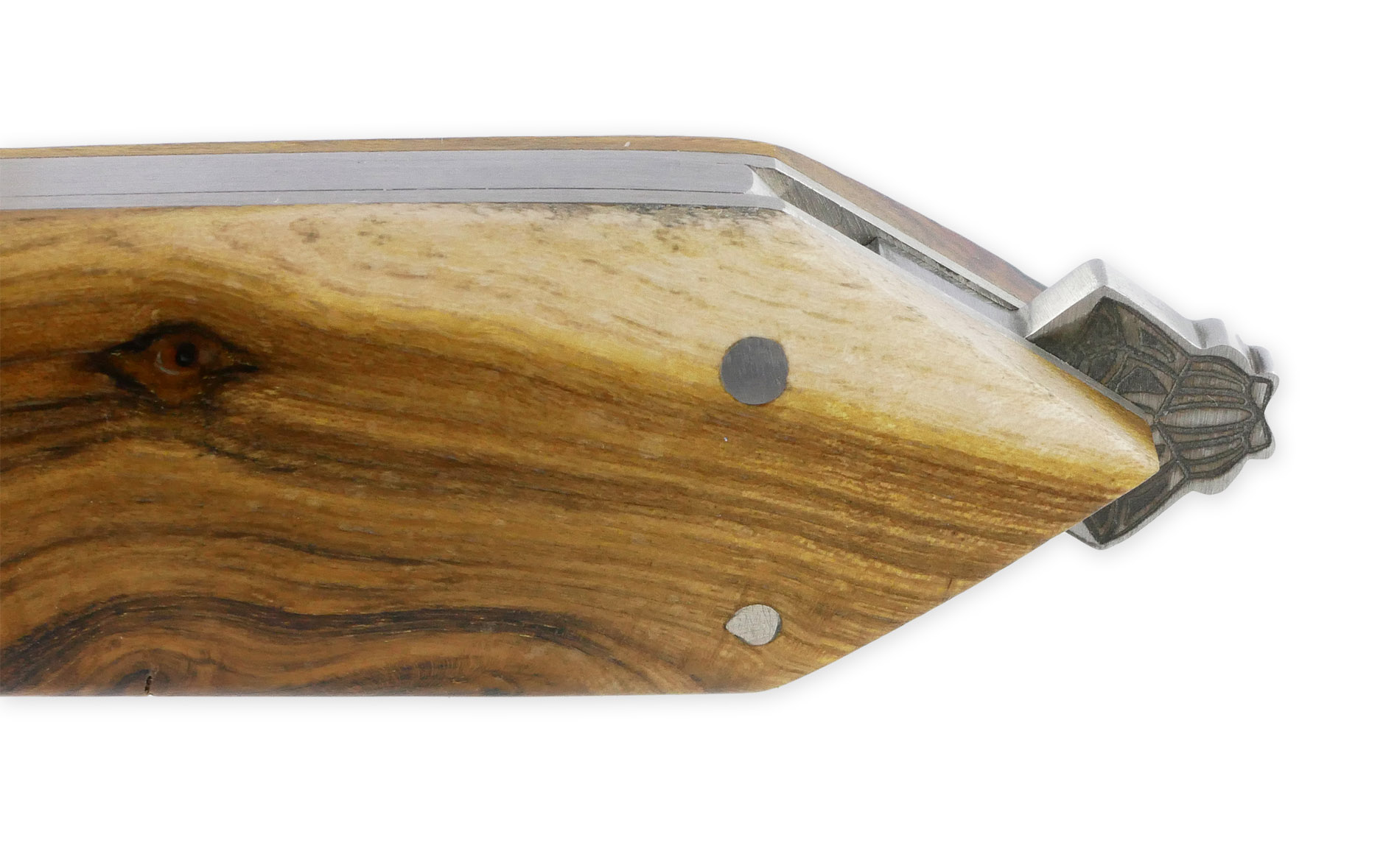 Couteau Pliant Laguiole en Aubrac "Le Bee-Back" en Pistachier Plein Manche Finition Brossé