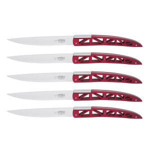 Couteaux de Table Laguiole en Aubrac Origine GOLDEN GATE Rouge (Set de 6)