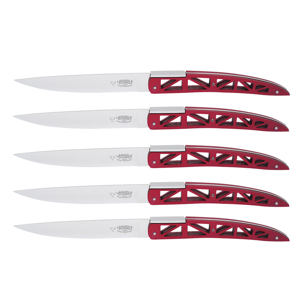 Couteaux de Table Laguiole en Aubrac Origine GOLDEN GATE Rouge (Set de 6)