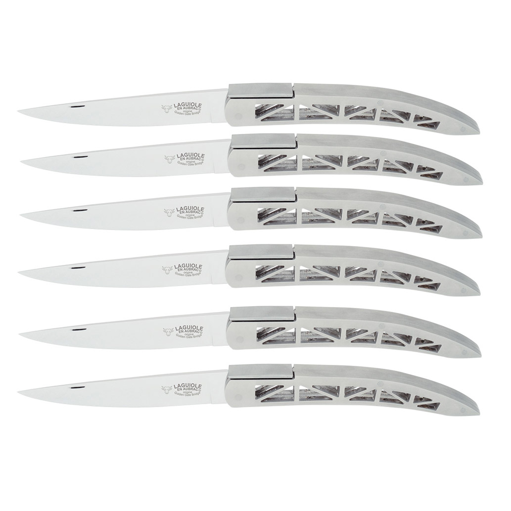 Couteaux de Table Laguiole en Aubrac Origine GOLDEN GATE Acier (Set de 6)