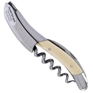 Laguiole en Aubrac Prestige Sommelier in Mammoth White Ivory Spring and Hand-Chiseled Plates and Fly
