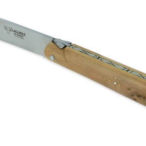 Couteau Laguiole en Aubrac Droit 1 Pièce 13 cm Genévrier Plein Manche Lame Inox Brossé