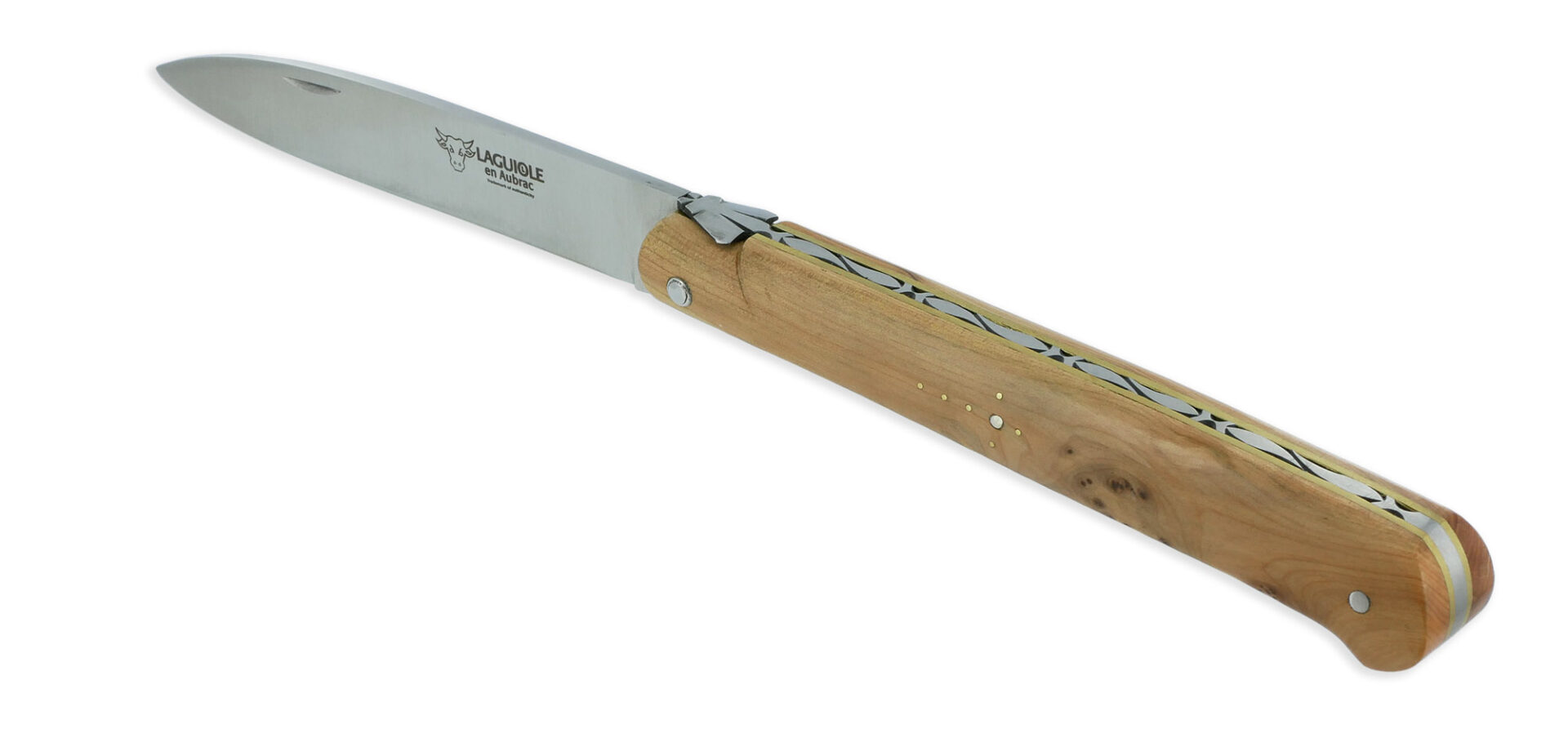 Couteau Laguiole en Aubrac Droit 1 Pièce 13 cm Genévrier Plein Manche Lame Inox Brossé