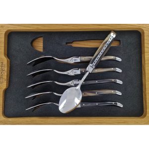 Laguiole en Aubrac Table Coffee or Dessert Spoons Horn Tip (Set of 6)