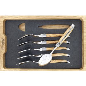 Laguiole en Aubrac Table Coffee or Dessert Spoons Olivewood (Set of 6)