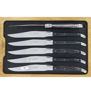 Laguiole en Aubrac Table knives Black Buffalo Horn (Set of 6)
