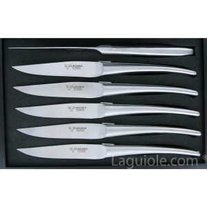 Laguiole en Aubrac Table knives Brushed Stainless Steel Monobloc (Set of 6)