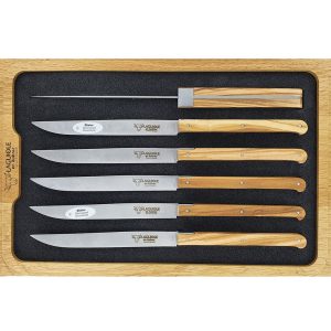 Laguiole en Aubrac Table knives Le Cubique Olivewood (Set of 6)
