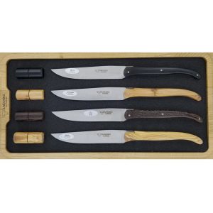 Couteaux de table Laguiole en Aubrac Steak House Bois Mixtes (Set de 4)