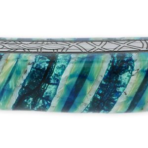 Couteau Laguiole Prestige Créateur 1 Pièce 12 cm Mitre Arrière Manche Molaire de Mammouth Turquoise Lame Damas Pièce Unique