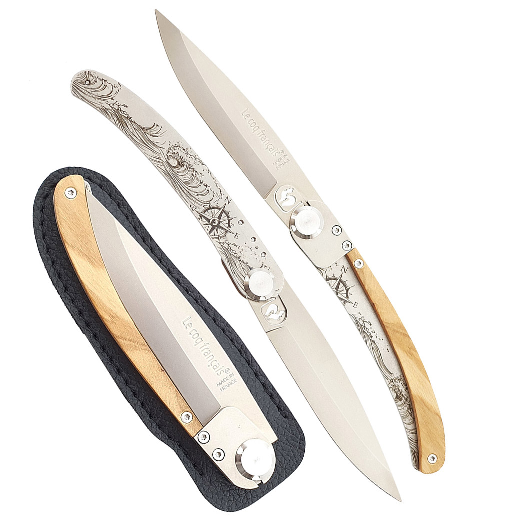 Le Coq Français knife NAUTICAL with Olivewood Handle
