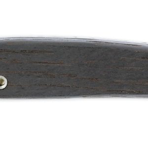 Couteau le Thiers Laguiole Arbalète Plein Manche Chêne de Barrique Ressort Guilloché Finition Brossée 12cm