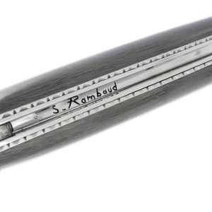 Couteau Prestige Forge de Laguiole Rambaud Mitre Arrière manche Fibre Carbone Double Platines Finition Silex