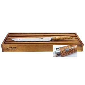 Bread Set Laguiole en Aubrac Gourmet Laguiole bread knife oliwood handle and bread board