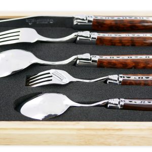Set de table individuel Laguiole en Aubrac 5 pièces Manches en Amourette Finition Brillante