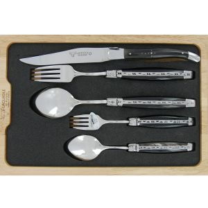 Set de table individuel Laguiole en Aubrac 5 pièces Manches en Buffle Finition Brillante