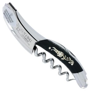 Laguiole en Aubrac Corkscrew Ebony with Mammoth Ivory Diamond Flower Marquetry