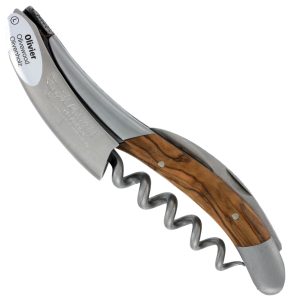 Sommelier Laguiole en Aubrac Ressort and hancarved Plates with Prestige Fly Olivewood