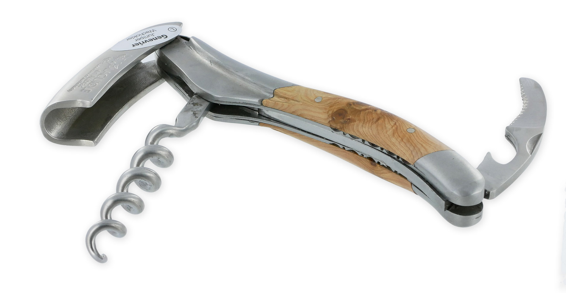 Sommelier Laguiole en Aubrac Ressort et Platines Guillochés Mouche Prestige Genévrier