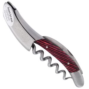 Laguiole en Aubrac Sommelier Pink Samba Marquetry Brushed Stainless Steel Finish 12 cm