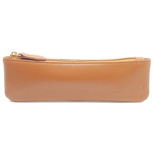 Leather Case with zip Laguiole.com for Knives or Sommeliers Color Brown