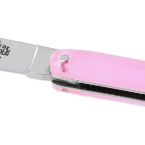 Couteau Forge de Laguiole de Poche Wilmotte pour Femme Plein Manche en Verre Acrylique Rose 1 Pièce Finition Brillante 9 cm