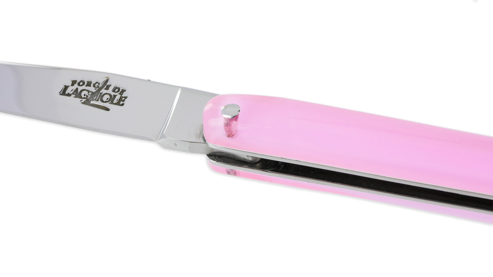 Couteau Forge de Laguiole de Poche Wilmotte pour Femme Plein Manche en Verre Acrylique Rose 1 Pièce Finition Brillante 9 cm