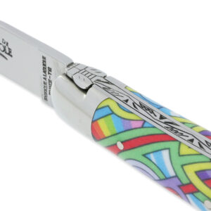 Couteau Forge de Laguiole Seize Antares Manche en Acrylique Design SEIZE HAPPYWALLMAKER 1 Pièce 2 Mitres en Inox Brillant 11cm