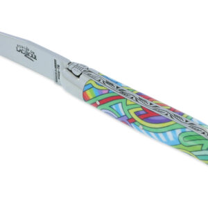 Couteau Forge de Laguiole Seize Antares Manche en Acrylique Design SEIZE HAPPYWALLMAKER 1 Pièce 2 Mitres en Inox Brillant 11cm