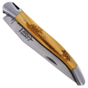 Couteau_Laguiole_Antan_Manche_Olivier_Gravures_Sanglier_2_Mitres_Inox_Brosse_1_Piece_12cm