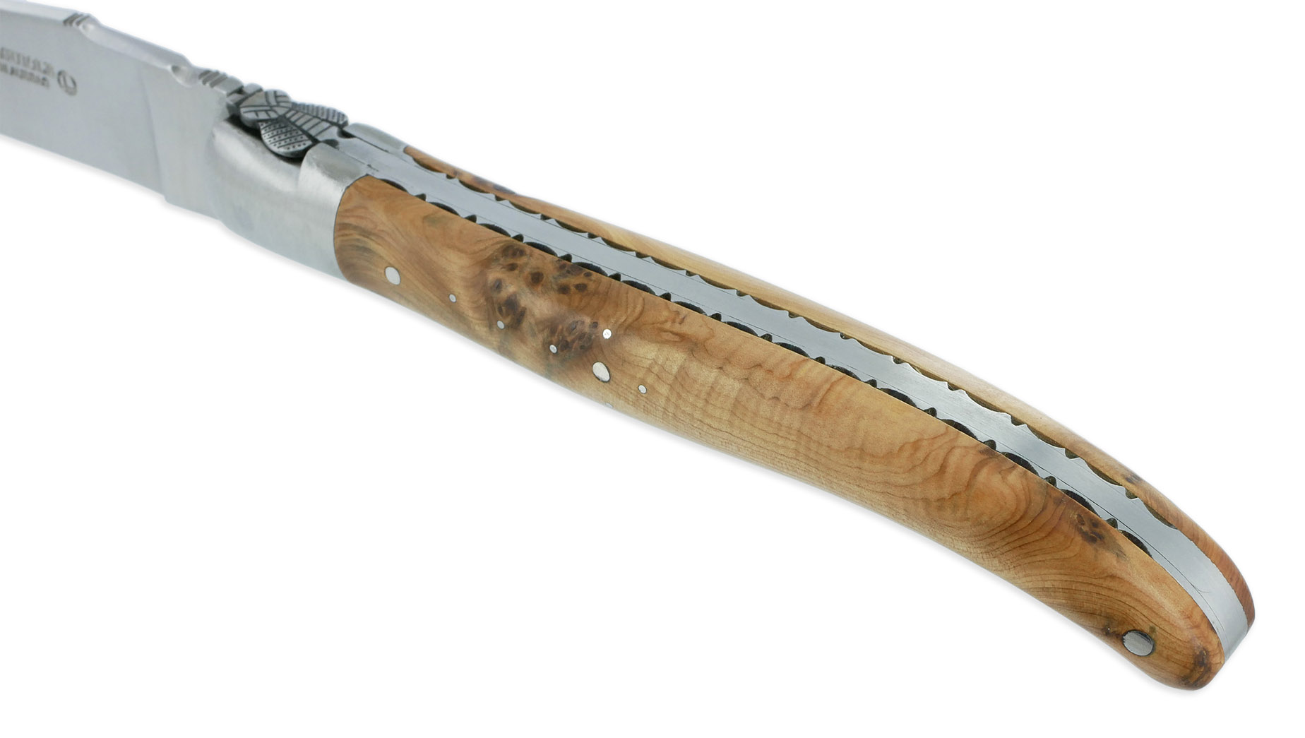 Couteau Laguiole en Aubrac 1 Pièce 12 cm Genévrier 1 Mitre Inox Brossé Décoration Abeille
