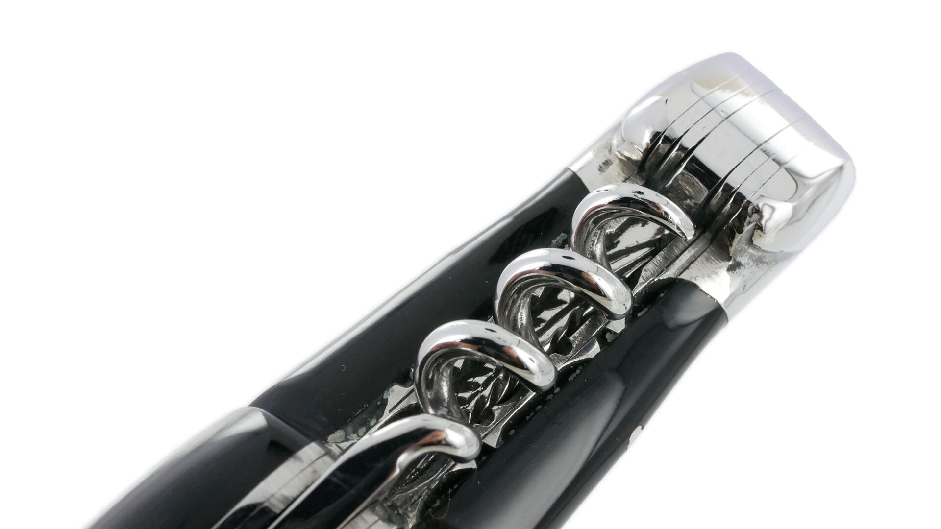 Couteau Laguiole en Aubrac 2 pièces 12cm avec Tire Bouchon Manche Buffle 2 Mitres Inox Brillant Double Platines