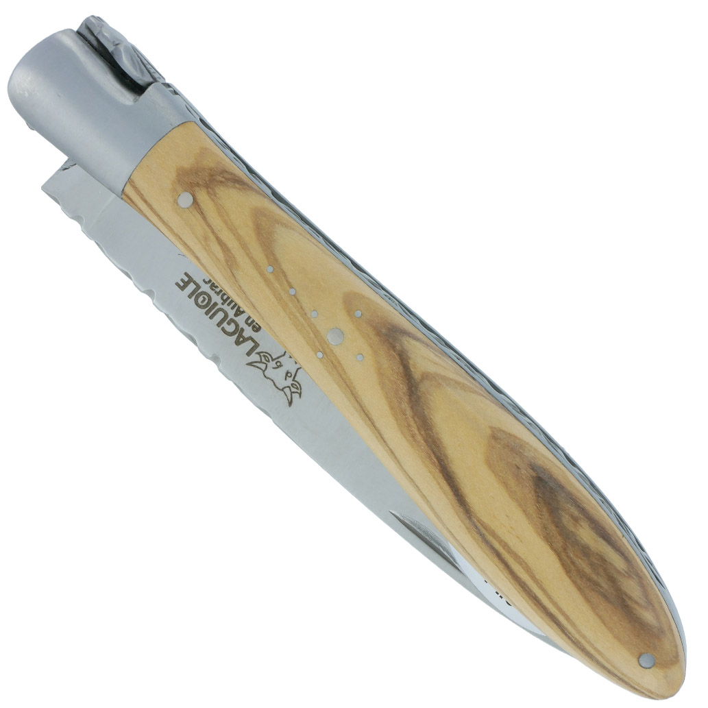 Couteau Laguiole en Aubrac Crocus 1 Pièce 12 cm Olivier 1 Mitre Inox Brillant