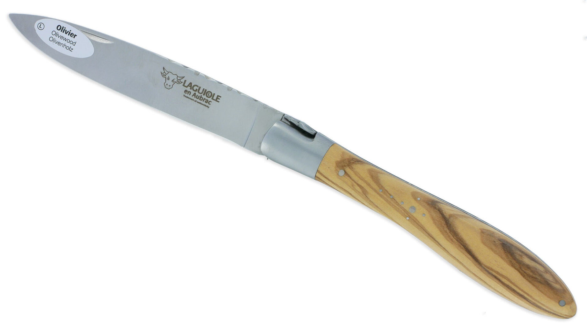 Couteau Laguiole en Aubrac Crocus 1 Pièce 12 cm Olivier 1 Mitre Inox Brillant