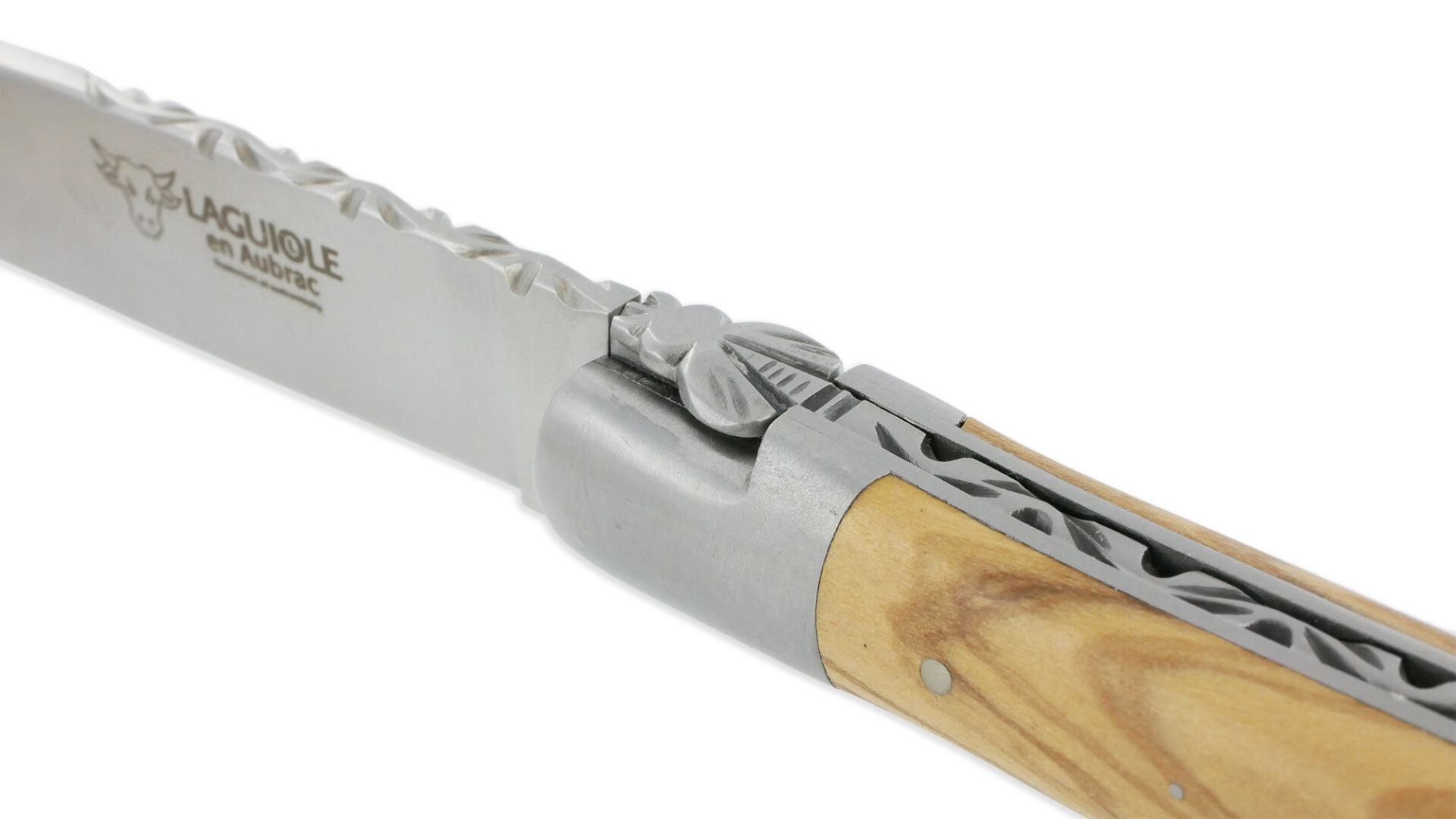Couteau Laguiole en Aubrac Crocus 1 Pièce 12 cm Olivier 1 Mitre Inox Brillant