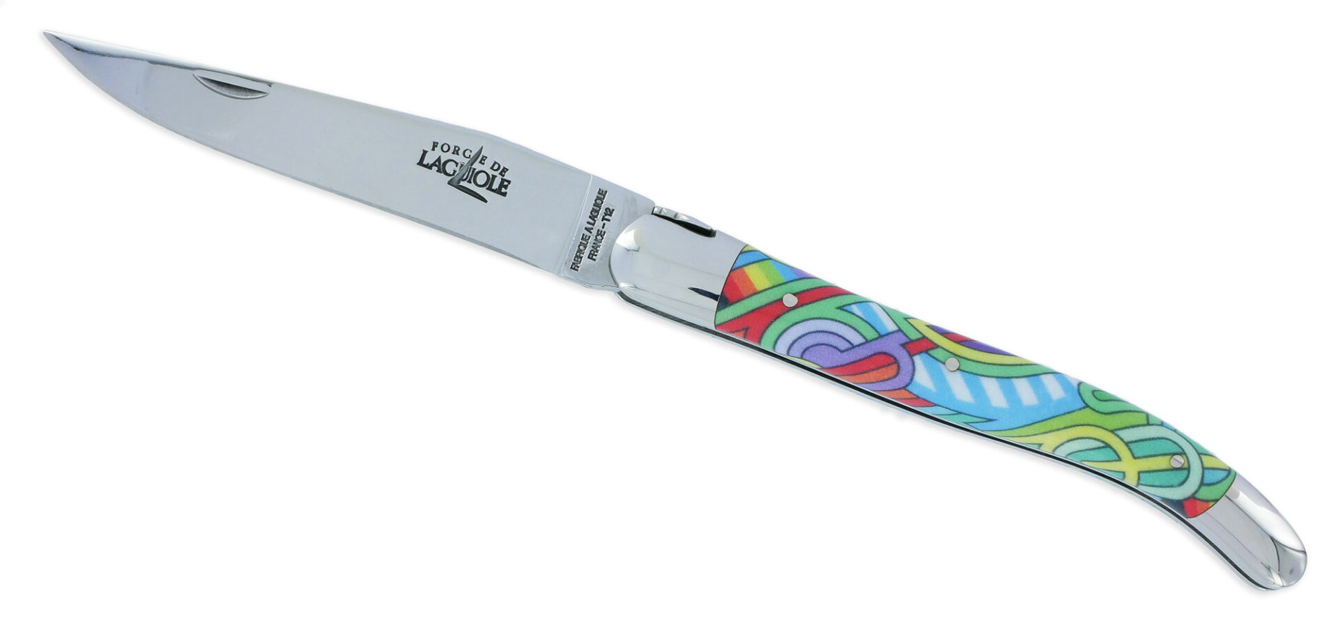 Couteau Forge de Laguiole Seize Antares Manche en Acrylique Design SEIZE HAPPYWALLMAKER 1 Pièce 2 Mitres en Inox Brillant 11cm