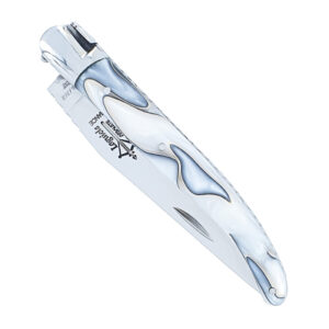Laguiole Arbalète Pearly Grey Acrylic Handle 1 Piece 1 Shiny Stainless Steel Bolster 11cm