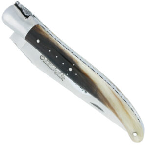 Couteau Laguiole en Aubrac 1 Pièce 12 cm Buffle 1 Mitre Inox Brossé Décoration Bourdon