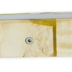 Le 20/20 Couteau Pliant Plein Manche avec Bois de Bouleau Résine verte avec inclusion de Clous de Girofle 11cm Ressort Lisse Personnalisable