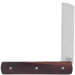 Le 20/20 Couteau Pliant Plein Manche Bois de Violette 11cm Ressort Lisse Personnalisable Finition Brossée